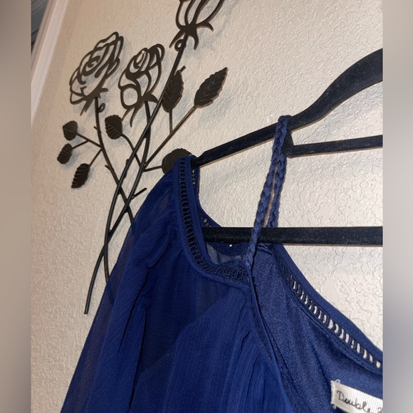 DOUBLE Zero Solid Navy Blue Boho Dress or Tunic blouse Size Small - Picture 4 of 8